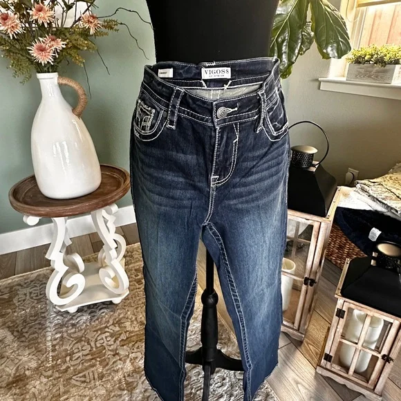 Vigoss Women's Dark Blue Boot Cut Jeans - Picture 1 of 6